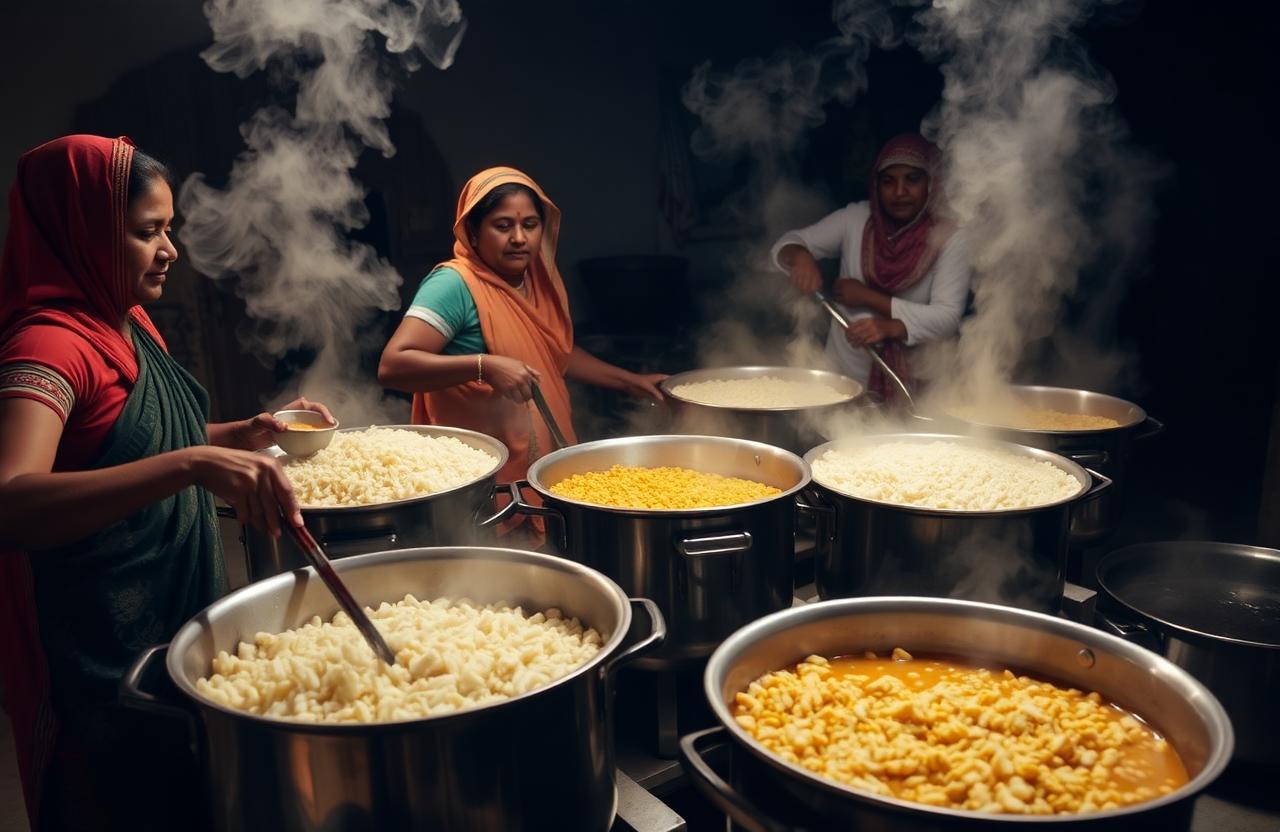 रसोई में खाना पकता हुआ